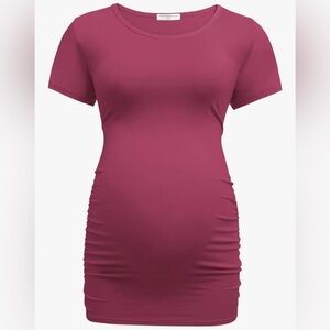 Red V-Neck Short Sleeve Top Maternity